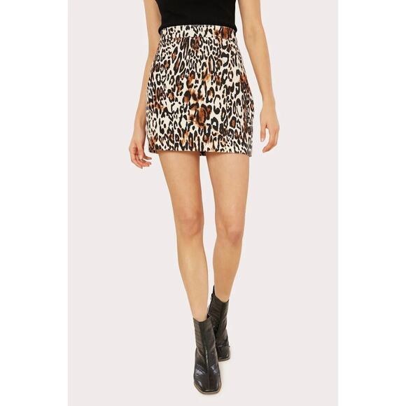 Milly Leopard Print Modern Mini Skirt‎ Size 0 NWT - Picture 2 of 7